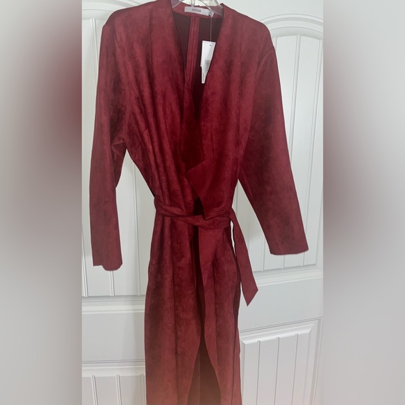 NEW Just Fab Faux Suede Orange Spice Waterfall Long Coat Size 2X - Picture 13 of 16